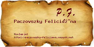 Paczovszky Feliciána névjegykártya